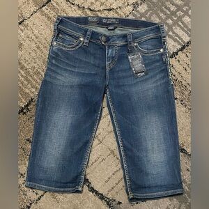 Silver Jeans Mid Wash Cropped Denim Bermuda